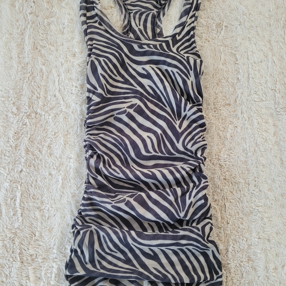 Guess Black and White Zebra Tank Top